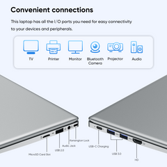 15.6" 1080p Laptop, Intel Pentium Gold 6500Y up to 3.4GHz 16GB RAM 256GB SSD, Slim Portable for Everyday Use, Home, School, Office Work, Video Calls, WiFi 5 Bluetooth 5.0 Silver