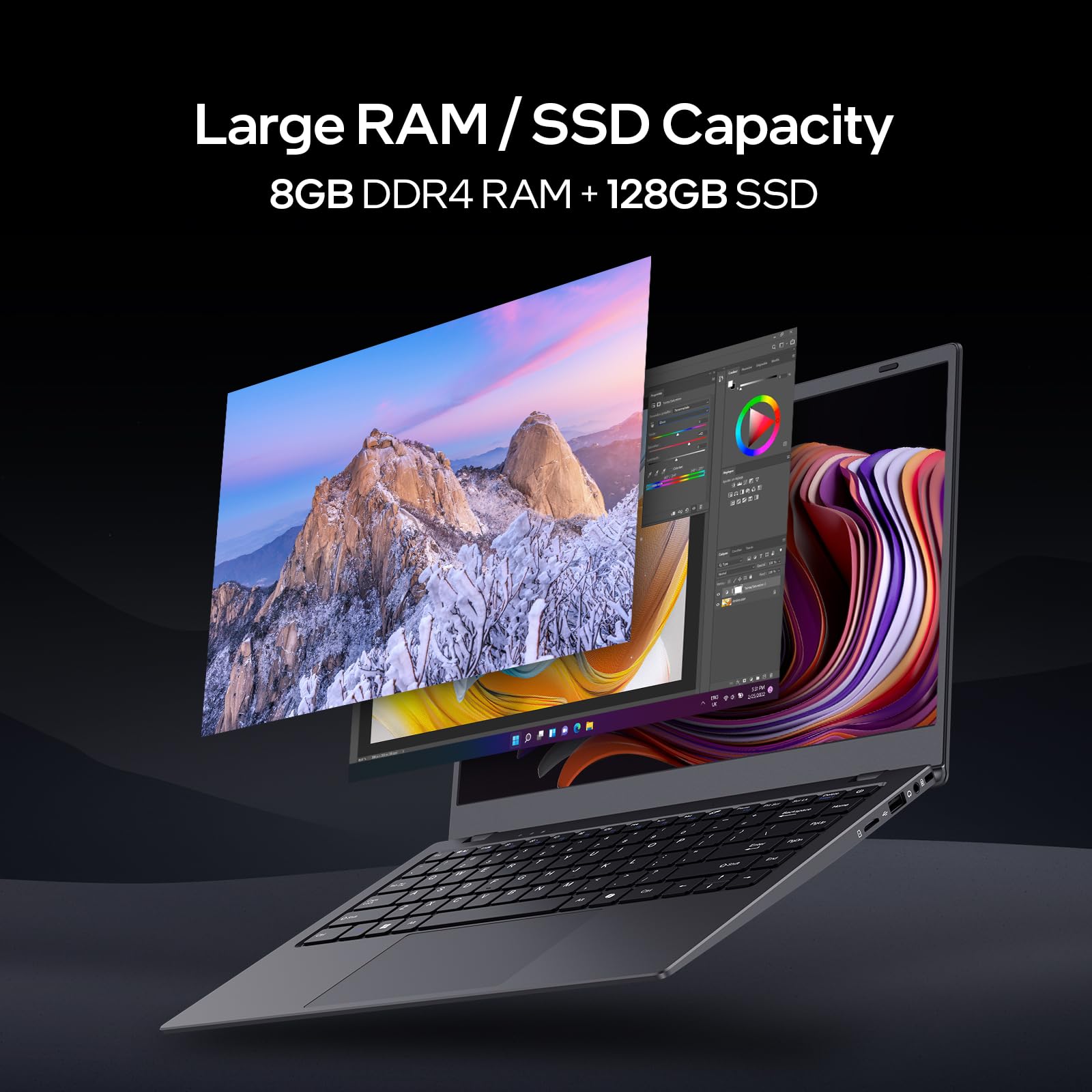 Portátil ligero multitarea BiTECOOL de 14 pulgadas | Intel N5095 | DDR4 de 8 GB + 128 GB | Resolución FHD