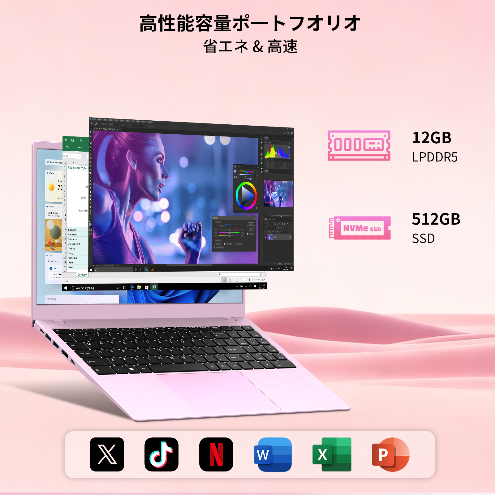 bitecool ノートパソコンの高性能ストレージ(512gb ssd搭載/省電力設計)