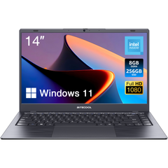 BiTECOOL Seraph Windows 11 Pro portátil | Pantalla IPS FHD de 14" | Intel Celeron N4000 de doble núcleo | SSD LPDDR4 de 8 GB + SSD SATA3 de 256 GB | WiFi 2,4G/5G | Bluetooth 5.1 | Batería de 30,4 Wh