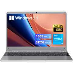 BiTECOOL 15.6" Windows 11 Laptop, Intel Core i3-5005U, 16GB RAM, 512GB SSD, FHD IPS Display, 2.4G/5G WiFi, BT5.0, RJ45, Webcam, Long Battery Life - for Work, Study, and Entertainment