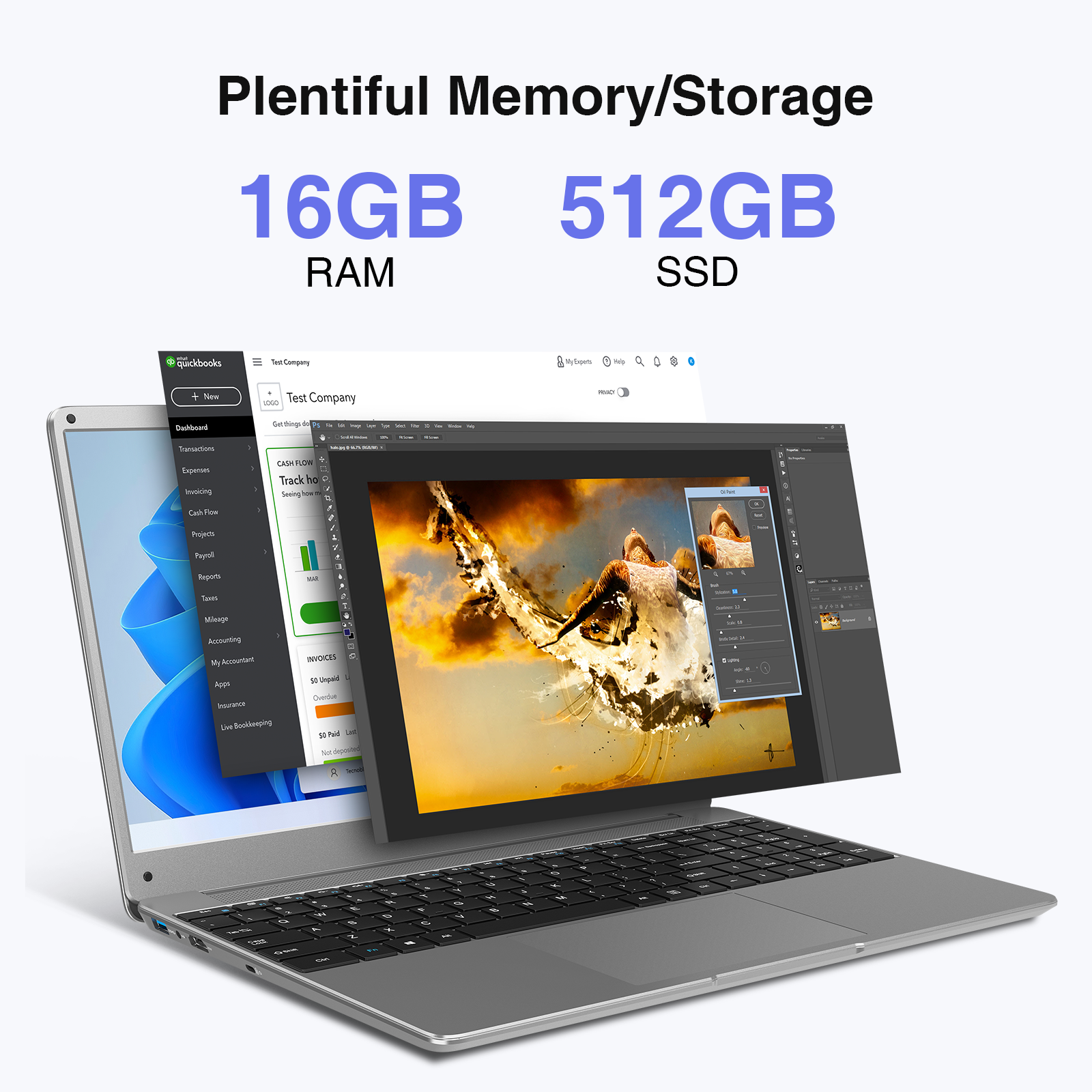BiTECOOL 15.6" Windows 11 Laptop, Intel Core i3-5005U, 16GB RAM, 512GB SSD, FHD IPS Display, 2.4G/5G WiFi, BT5.0, RJ45, Webcam, Long Battery Life - for Work, Study, and Entertainment
