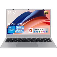 15.6 IPS-FHD-Laptop, 32GB RAM 512GB SSD 6500Y (up to 3.4GHz), Multi-Ports Lightweight Computer for Student-Home WiFi 5 BT5.0 Win 11 Pro