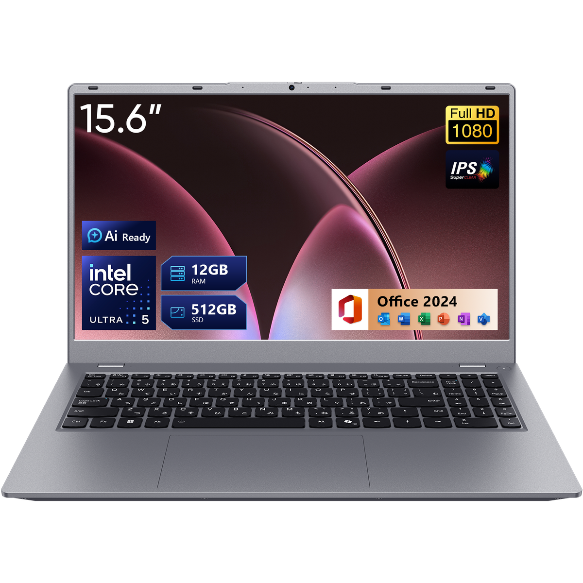 BiTECOOL 15.6-inch AI Ready Windows 11 Laptop, Intel Ultra 5 115U with AI Boost, Pre-installed Office 2024 12GB LPDDR5, 512GB SSD, FHD IPS, WiFi 6, BT5.2, Backlit Keyboard, Privacy Cover Webcam