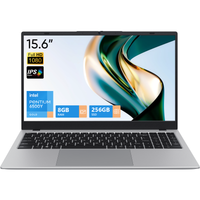 BiTECOOL 15.6-inch FHD IPS Laptop, 8GB LPDDR3 RAM 256GB SATA3 SSD, Intel Pentium Gold 6500Y (up to 3.4GHz), 4 Speakers, 2.4/5G WiFi Bluetooth 5.0, Windows 11 Lightweight Portable Notebook