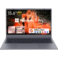 15.6 IPS-FHD-Laptop, 8GB RAM 256GB SSD AMD 3020e (up to 2.6GHz), Full Function Type C Computer for Student-Home WiFi 5 BT5.0 Win 11 Pro