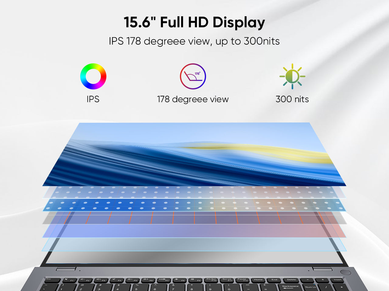 BiTECOOL 15.6" FHD IPS Laptop - Intel Core i5-1240P, 16GB DDR4 RAM, 512GB PCIe SSD, Windows 11, Wi-Fi 6, BT 5.2, 2MP Webcam, Fingerprint Unlock, Backlit Keyboard, Gray (Telework & Office Ready)