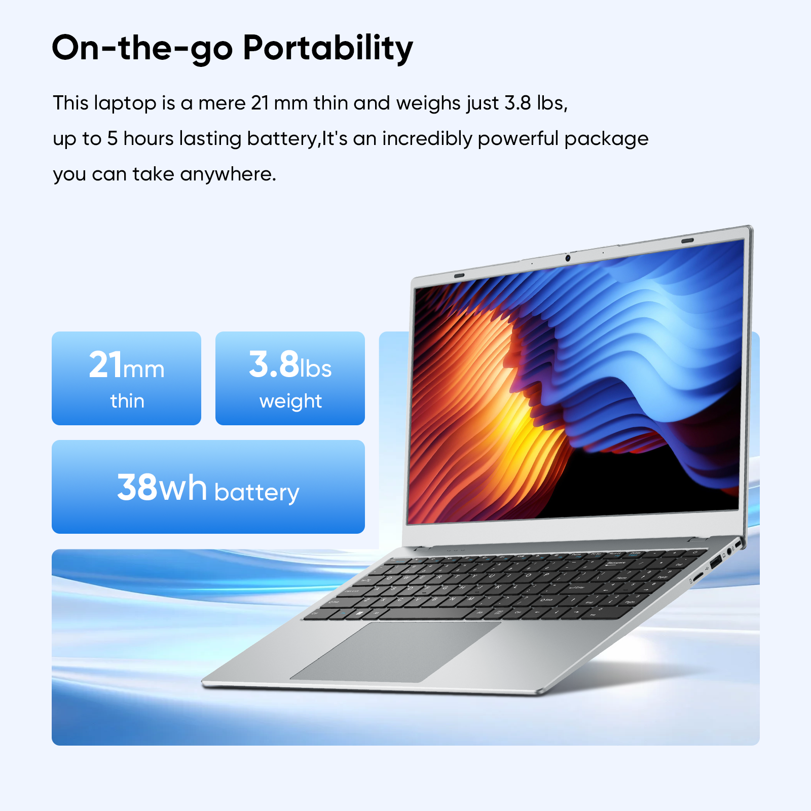 15.6" 1080p Laptop, Intel Pentium Gold 6500Y up to 3.4GHz 16GB RAM 256GB SSD, Slim Portable for Everyday Use, Home, School, Office Work, Video Calls, WiFi 5 Bluetooth 5.0 Silver