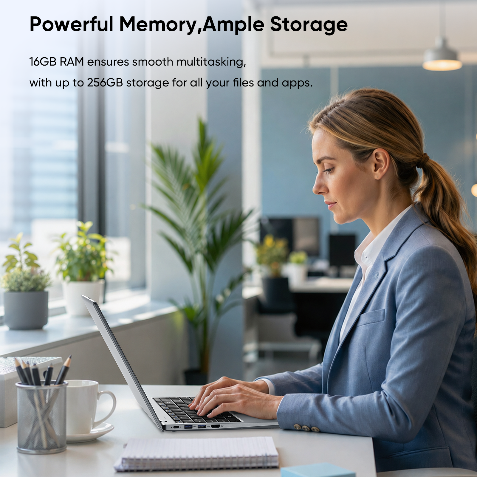 15.6" 1080p Laptop, Intel Pentium Gold 6500Y up to 3.4GHz 16GB RAM 256GB SSD, Slim Portable for Everyday Use, Home, School, Office Work, Video Calls, WiFi 5 Bluetooth 5.0 Silver
