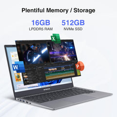 BiTECOOL Helion Windows 11 Pro Laptop | 14“ FHD IPS Screen | Intel Core N95 Quad Core | 16GB LPDDR5+512GB NVMe SSD | 2.4G/5G Wifi | Bluetooth 5.0 | 38.5Wh Battery