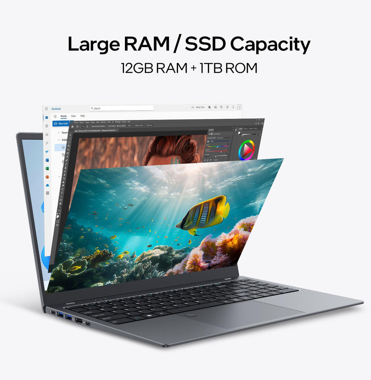 BiTECOOL 15.6-inch AI Ready Windows 11 Laptop, Intel Ultra 5 115U with AI Boost, Pre-installed Office 2024 12GB LPDDR5, 512GB SSD, FHD IPS, WiFi 6, BT5.2, Backlit Keyboard, Privacy Cover Webcam