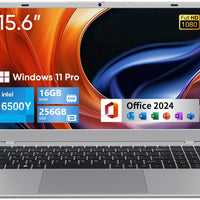 BiTECOOL 15.6-inch FHD IPS Laptop, 16GB LPDDR3 RAM 256GB SATA3 SSD, Intel Pentium Gold 6500Y (up to 3.4GHz), 4 Speakers, 2.4/5G WiFi Bluetooth 5.0, Windows 11 Lightweight Portable Notebook