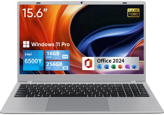 BiTECOOL 15.6-inch FHD IPS Laptop, 16GB LPDDR3 RAM 256GB SATA3 SSD, Intel Pentium Gold 6500Y (up to 3.4GHz), 4 Speakers, 2.4/5G WiFi Bluetooth 5.0, Windows 11 Lightweight Portable Notebook