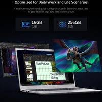 BiTECOOL 15.6-inch FHD IPS Laptop, 16GB LPDDR3 RAM 256GB SATA3 SSD, Intel Pentium Gold 6500Y (up to 3.4GHz), 4 Speakers, 2.4/5G WiFi Bluetooth 5.0, Windows 11 Lightweight Portable Notebook