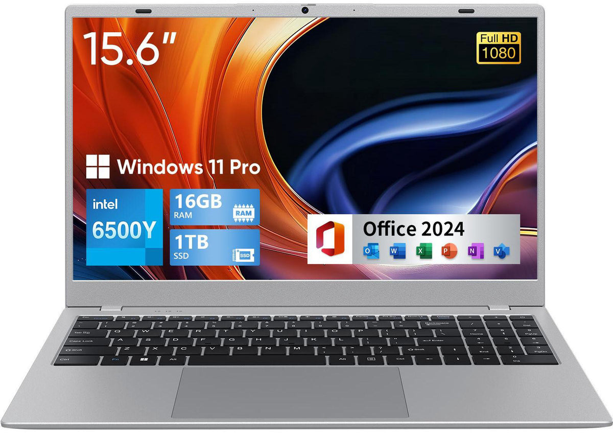 BiTECOOL 15.6-inch FHD IPS Laptop, 16GB LPDDR3 RAM 1TB SATA3 SSD, Intel Pentium Gold 6500Y (up to 3.4GHz), 4 Speakers, 2.4/5G WiFi Bluetooth 5.0, Windows 11 Pro Lightweight Portable Notebook