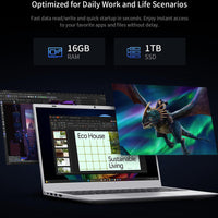 BiTECOOL 15.6-inch FHD IPS Laptop, 16GB LPDDR3 RAM 1TB SATA3 SSD, Intel Pentium Gold 6500Y (up to 3.4GHz), 4 Speakers, 2.4/5G WiFi Bluetooth 5.0, Windows 11 Pro Lightweight Portable Notebook