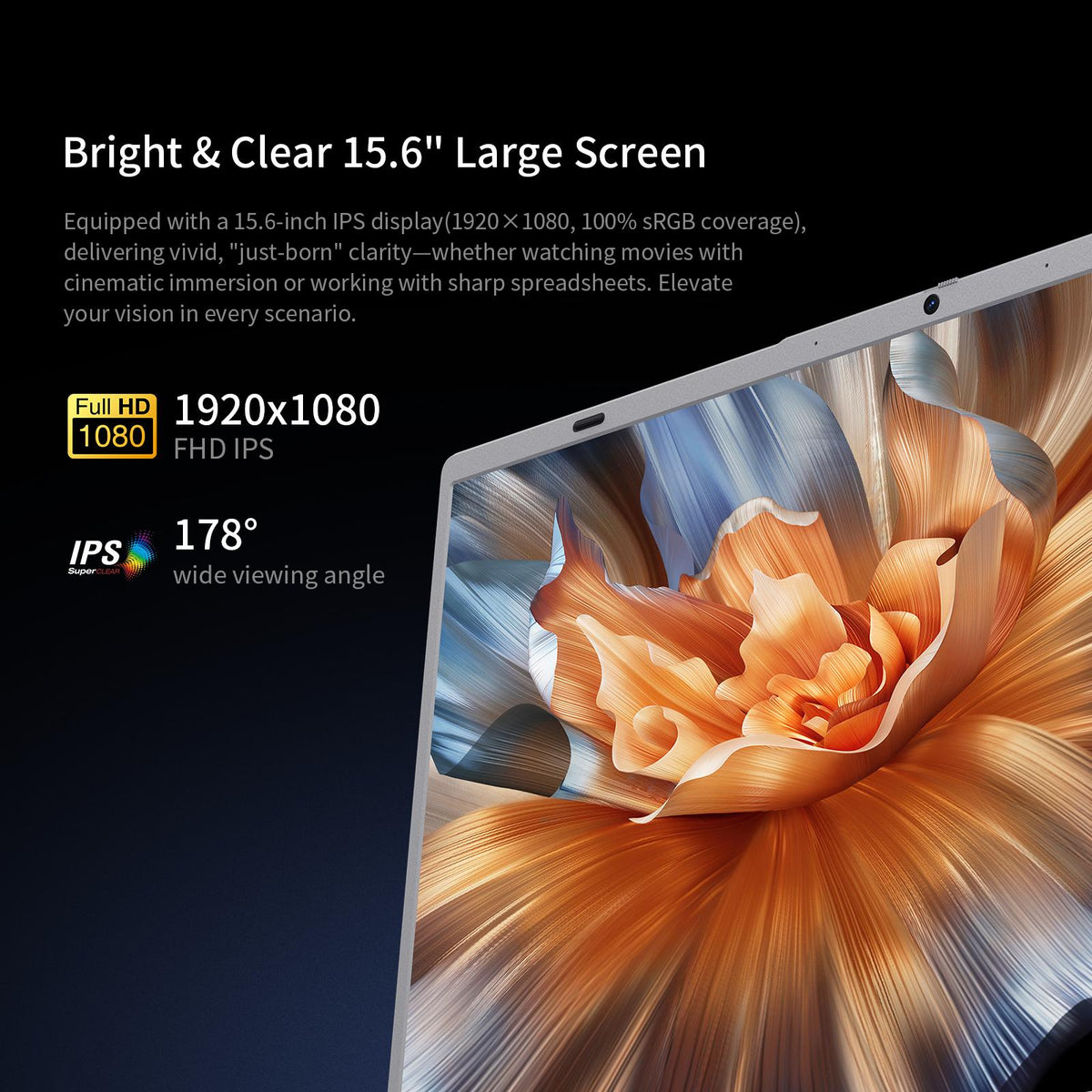 BiTECOOL 15.6-inch FHD IPS Laptop, 16GB LPDDR3 RAM 240GB SATA3 SSD, Intel Pentium Gold 6500Y (up to 3.4GHz), 4 Speakers, 2.4/5G WiFi Bluetooth 5.0, Windows 11 Lightweight Portable Notebook