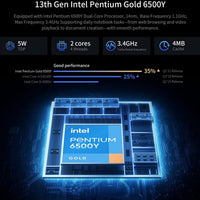 BiTECOOL 15.6-inch FHD IPS Laptop, 16GB LPDDR3 RAM 512GB SATA3 SSD, Intel Pentium Gold 6500Y (up to 3.4GHz), 4 Speakers, 2.4/5G WiFi Bluetooth 5.0, Windows 11 Lightweight Portable Notebook