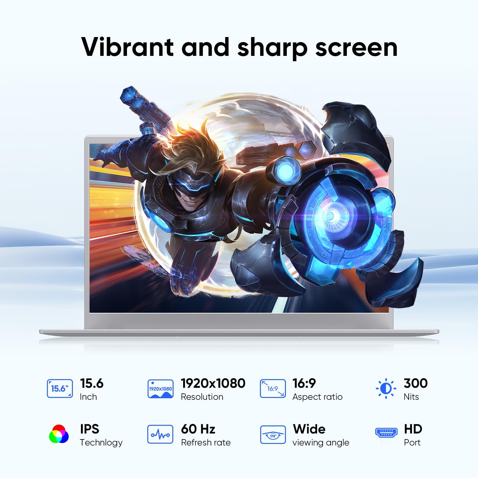 15.6" 1080p Laptop, Intel Pentium Gold 6500Y up to 3.4GHz 16GB RAM 256GB SSD, Slim Portable for Everyday Use, Home, School, Office Work, Video Calls, WiFi 5 Bluetooth 5.0 Silver