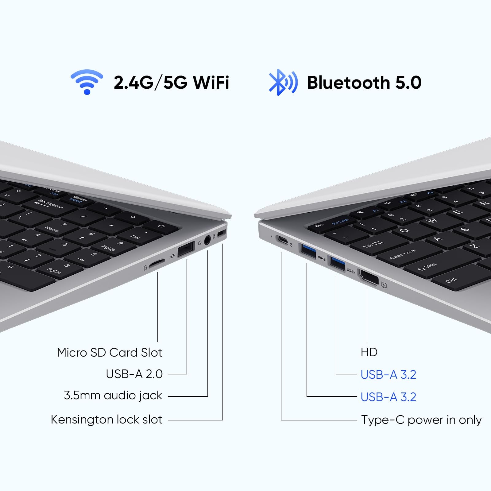 15.6" 1080p Laptop, Intel Pentium Gold 6500Y up to 3.4GHz 16GB RAM 256GB SSD, Slim Portable for Everyday Use, Home, School, Office Work, Video Calls, WiFi 5 Bluetooth 5.0 Silver