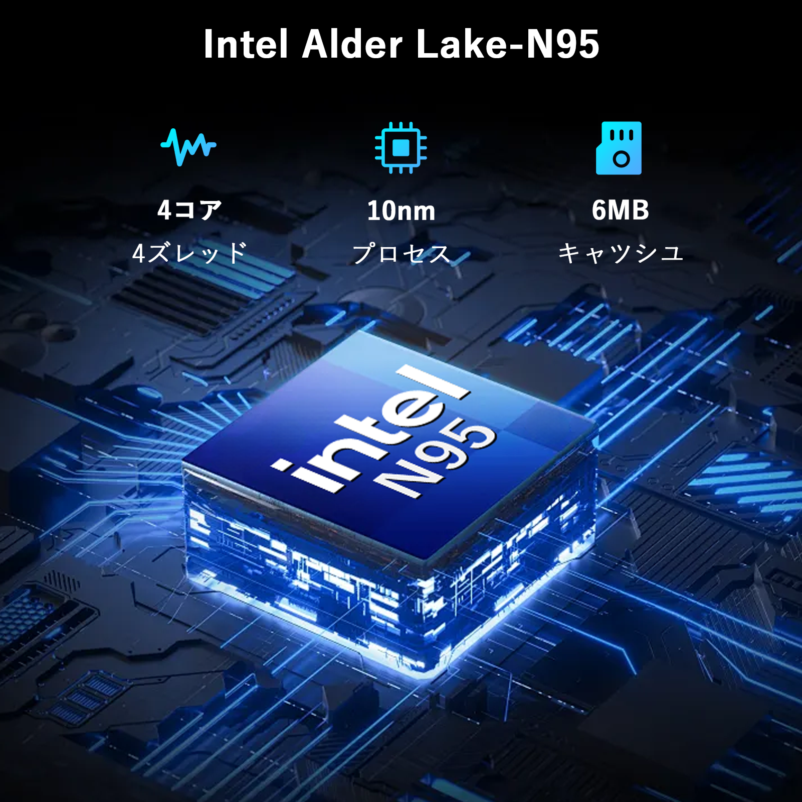 intel alder lake-n95プロセッサ仕様（4コア4スレッド/10nmプロセス/6mbキャッシュ）