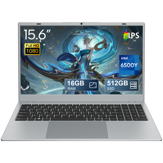 15.6" 1080p Laptop, Intel Pentium Gold 6500Y up to 3.4GHz 16GB RAM 256GB SSD, Slim Portable for Everyday Use, Home, School, Office Work, Video Calls, WiFi 5 Bluetooth 5.0 Silver